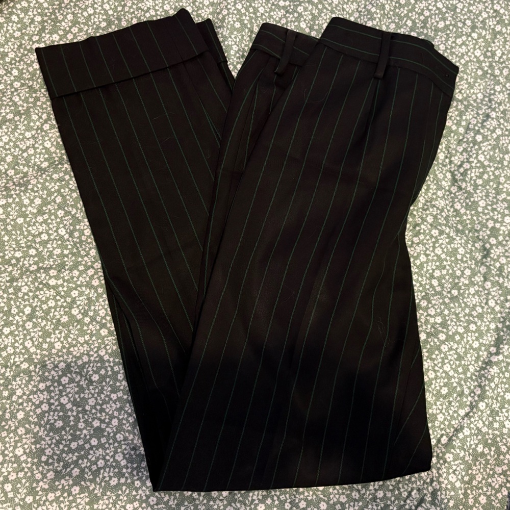 Dolce & Gabbana Black and Green Striped Pants
